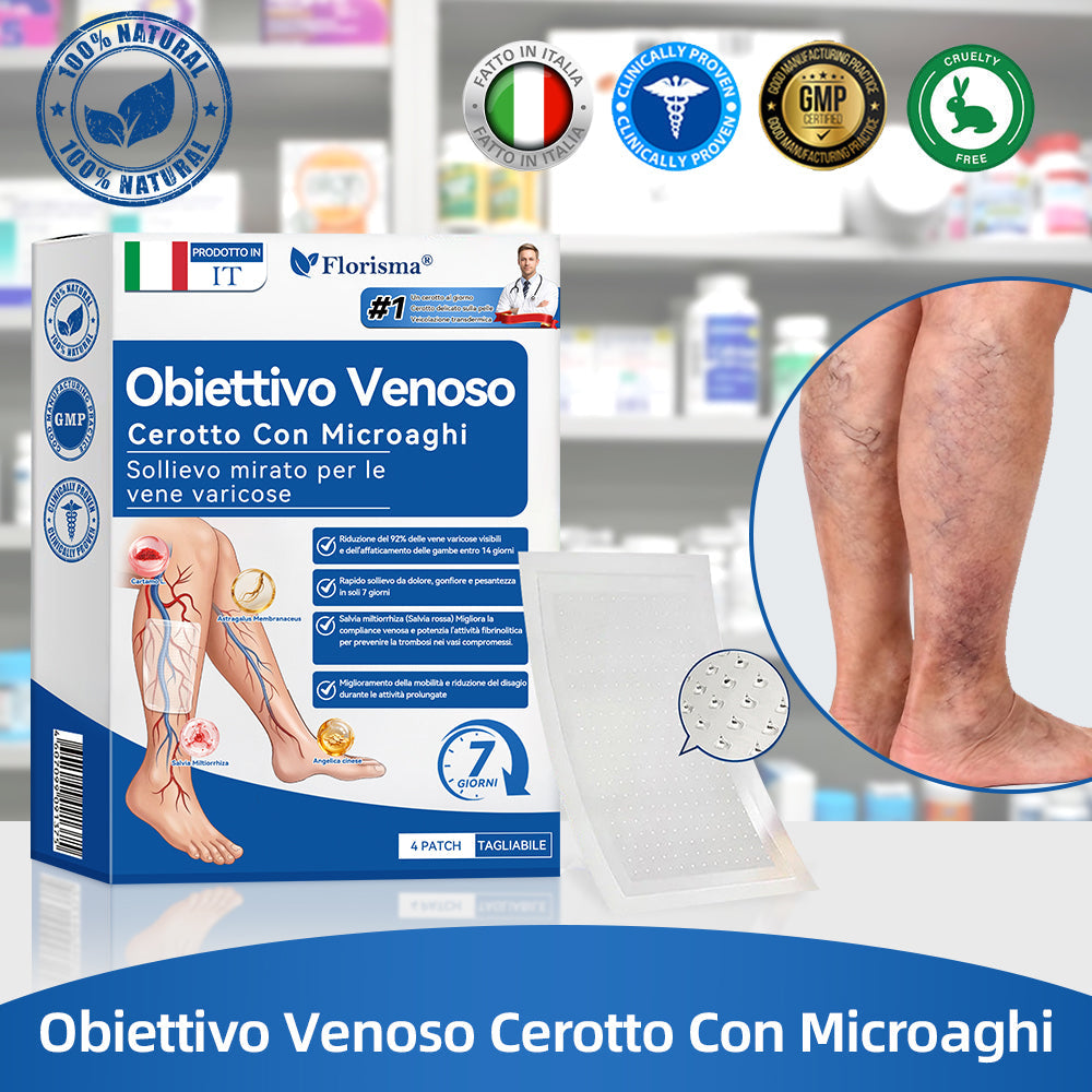 🛡️ 𝐅𝐥𝐨𝐫𝐢𝐬𝐦𝐚® 💕 Cerotto Microneedle di Grado Clinico (con Diosmina ed Esperidina) — Progettato specificamente per contrastare i capillari visibili e le vene varicose, aiutando al contempo ad alleviare la sensazione di gambe pesanti e affaticate. 👩‍⚕️