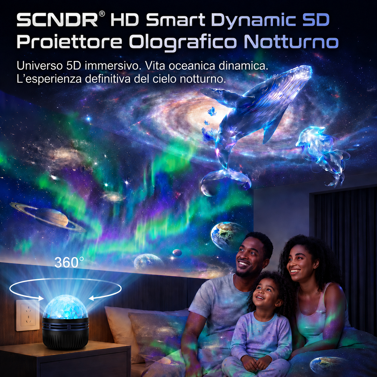 Negozio Ufficiale | 🎁🎁SCNDR® Proiettore Olografico Intelligente 360° Cielo Stellato (Proiezione HD Dinamica Intelligente 5D)