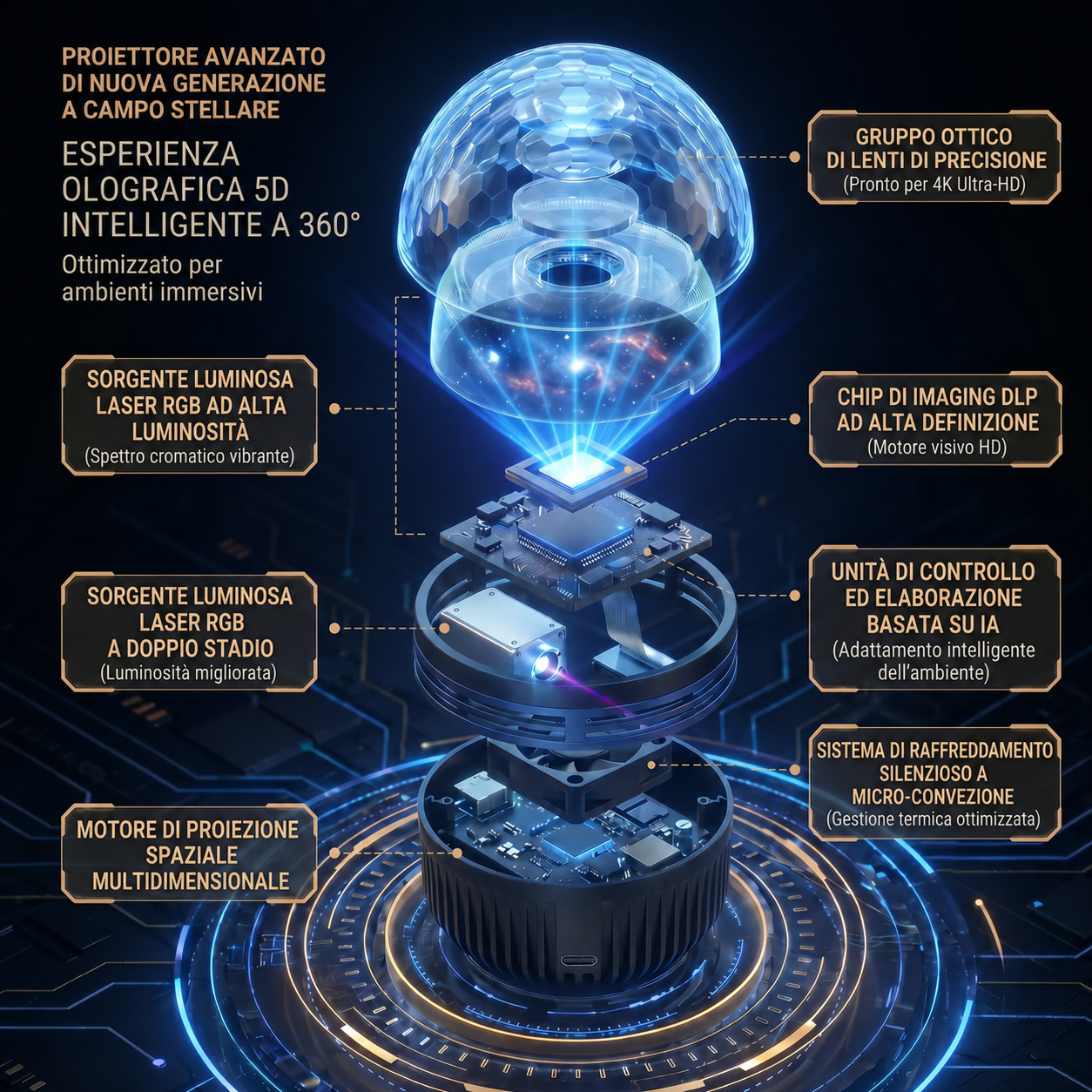 Negozio Ufficiale | 🎁🎁SCNDR® Proiettore Olografico Intelligente 360° Cielo Stellato (Proiezione HD Dinamica Intelligente 5D)