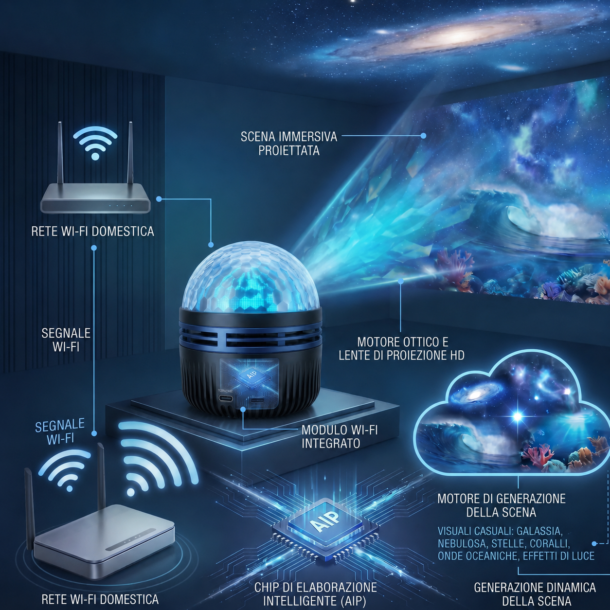 Negozio Ufficiale | 🎁🎁SCNDR® Proiettore Olografico Intelligente 360° Cielo Stellato (Proiezione HD Dinamica Intelligente 5D)